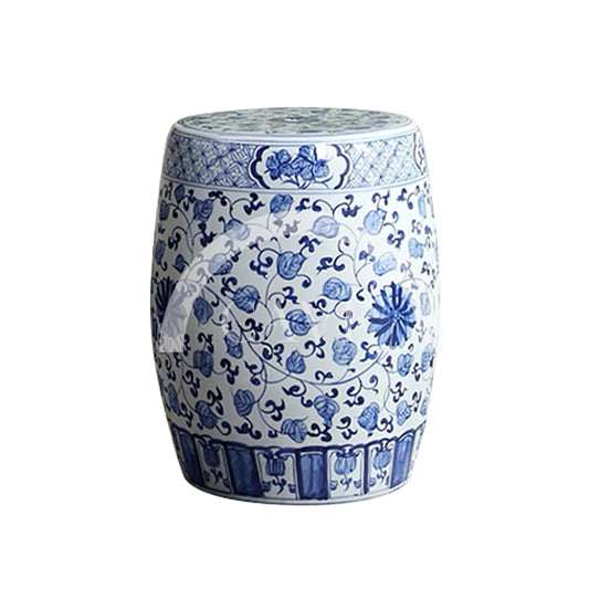 Chinese Style Ceramic Drum Stools - Blossom