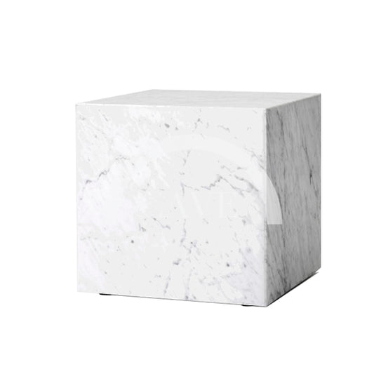 Constantine Marble Plinth Cubic Side Table - White Marble