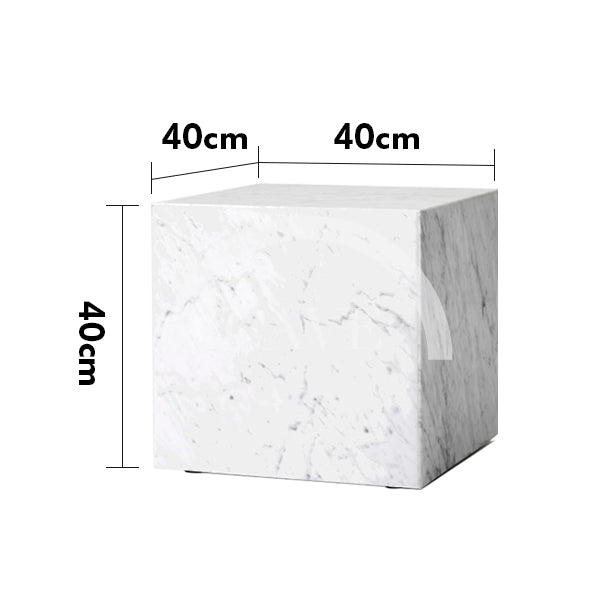 Constantine Marble Plinth Cubic Side Table - White Marble