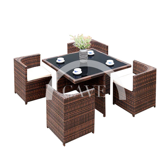 Ethan Compact Outdoor Dining Set - Brown