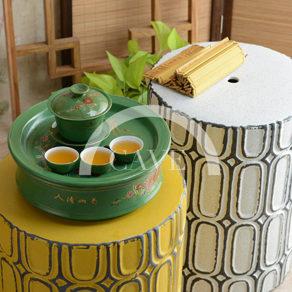 Oriental Shabby Chic Ceramic Drum Stool and Side Table - More Colors