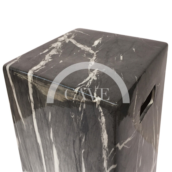 Square Ceramic Drum Stool with Marble Pattern - More Colors