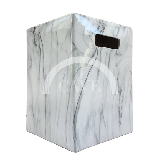Square Ceramic Drum Stool with Marble Pattern - More Colors