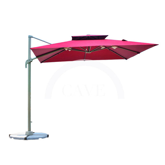 Tahiti Large Square Outdoor Umbrella with Round Stone Base - More Colors & Sizes